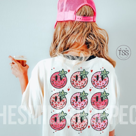 Retro Strawberry Smile Face Shirt: Farmers Market PNG (Digital Download)