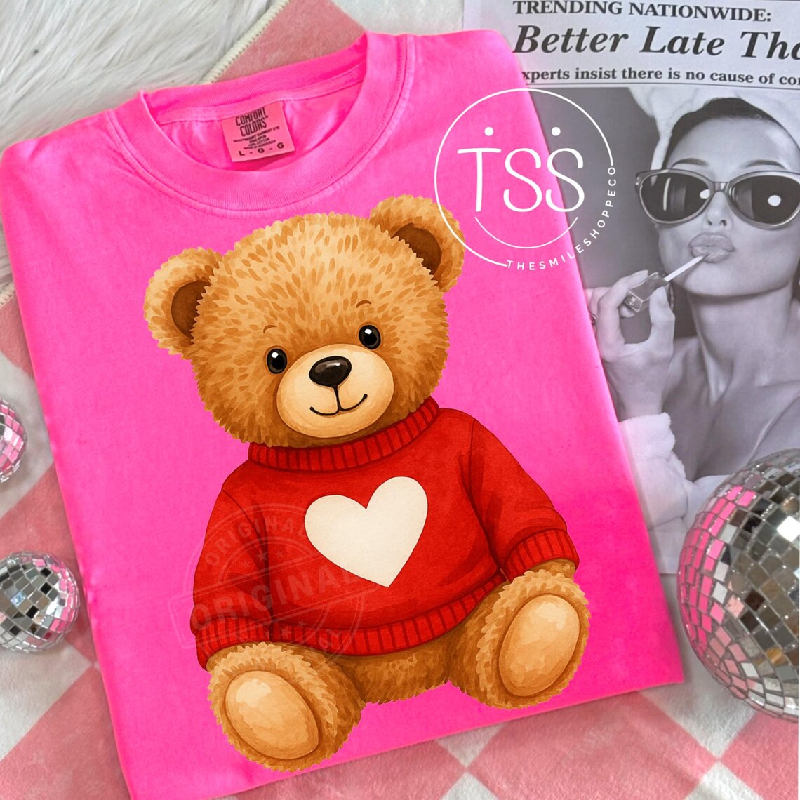 Valentine's Day Teddy Bear PNG Luxury Streetwear Design Coquette ...