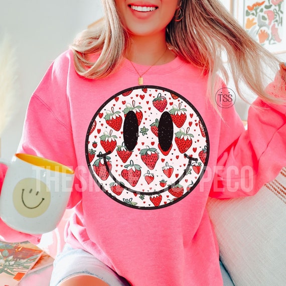 Retro Strawberry Smile Face Shirt: Farmers Market PNG (Digital Download)