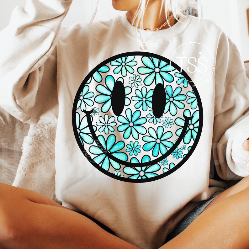 Spring Break Smiley Daisy Smile Face PNG: Retro Floral Smiley, Spring Break Design (digital ...