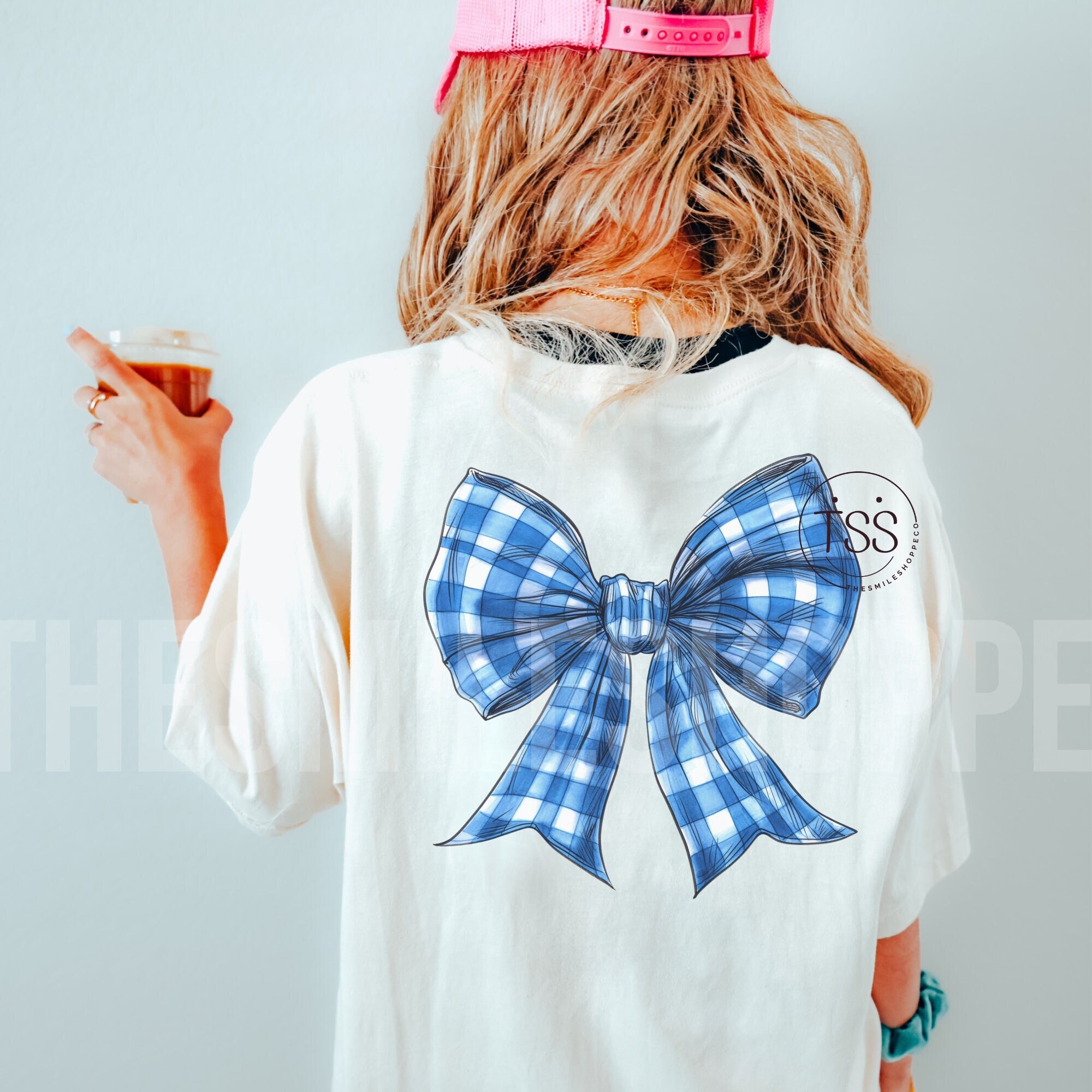 royal blue Checkered bow Trendy Bow PNG Checkered PNG Girly Bow Shirt Design Bows Sublimation Design Download Png Print File preppy png