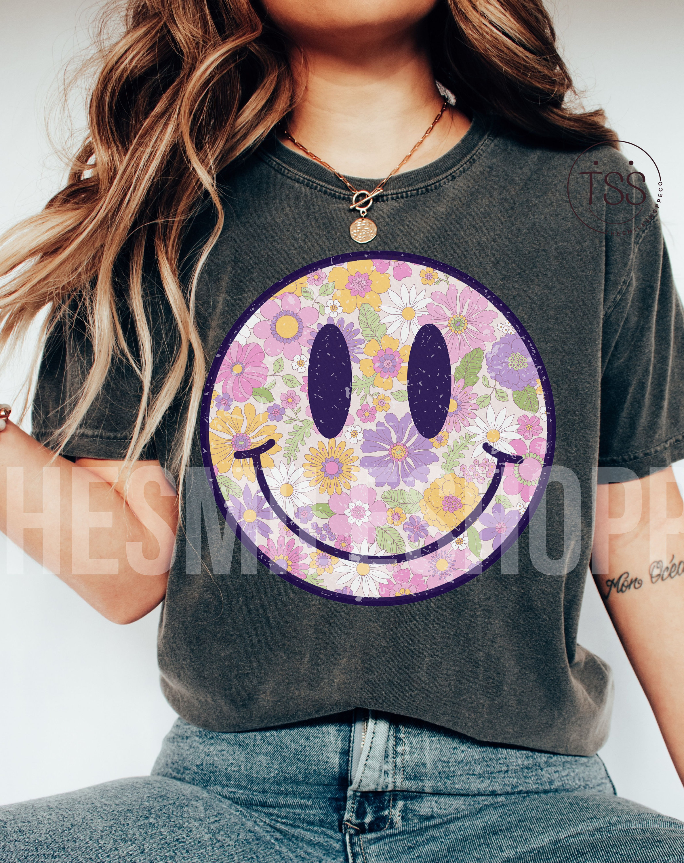 Retro Floral Smile Face PNG: 70s Groovy Clipart (digital Download) - Etsy