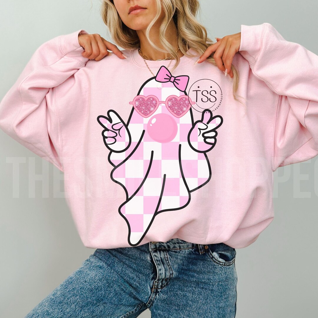 Cute Girly Ghost Blowing Bubble PNG Cute Ghost Fall Shirt Sublimation ...