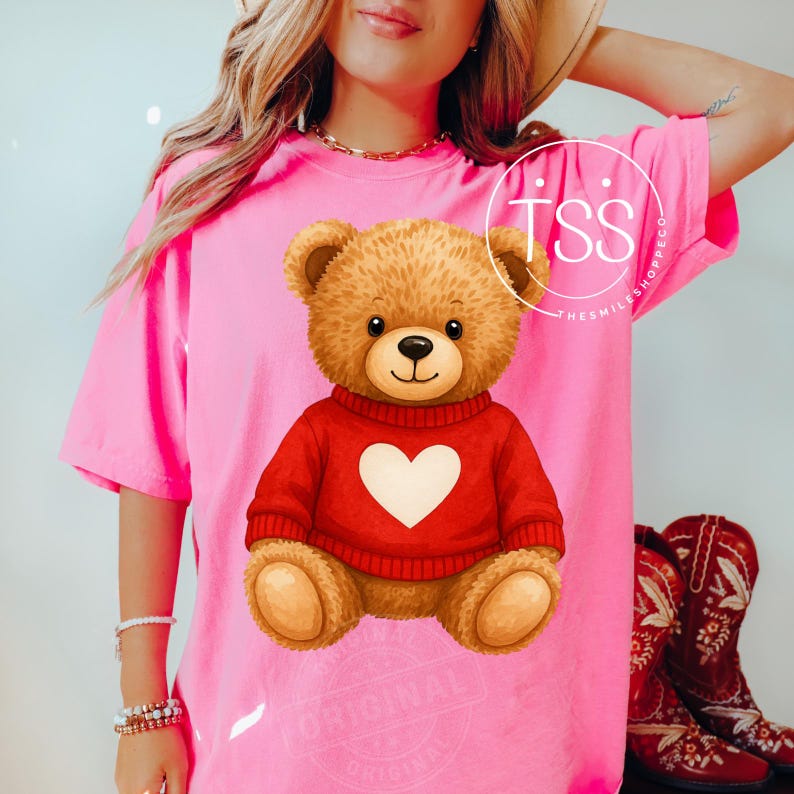Valentine's Day Teddy Bear PNG Luxury Streetwear Design Coquette ...