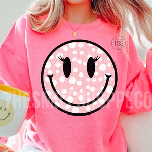 Preppy Smile Face png verdrietige glimlach gezicht pdf Pink Smile Face bliksemschicht glimlach shirt sublimatieontwerp download png-afdrukbestand