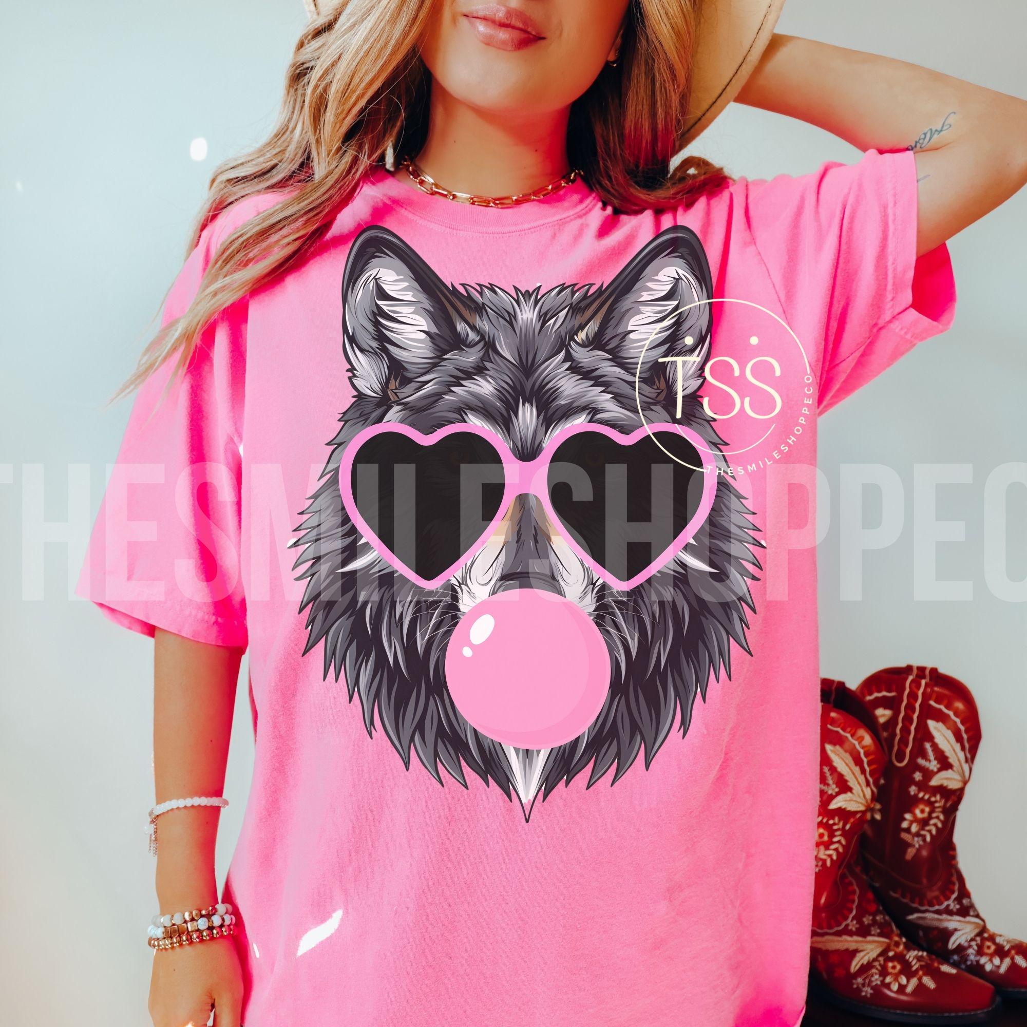 Timberwolf Blowing Bubble PNG: Wolf With Heart Glasses (digital ...