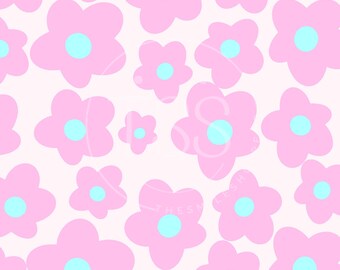 Pastel Daisy Seamless Pattern: Retro Floral Fabric Print (JPEG/PDF)
