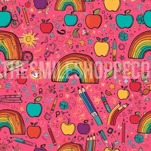 Rainbow Pencil Seamless Pattern: Back to School Fabric (Digital Paper)