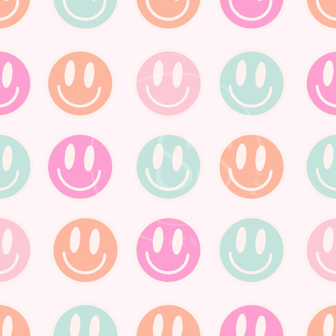 Retro Happy Face Seamless Pattern: Groovy Digital Paper (JPEG/PDF) - Etsy