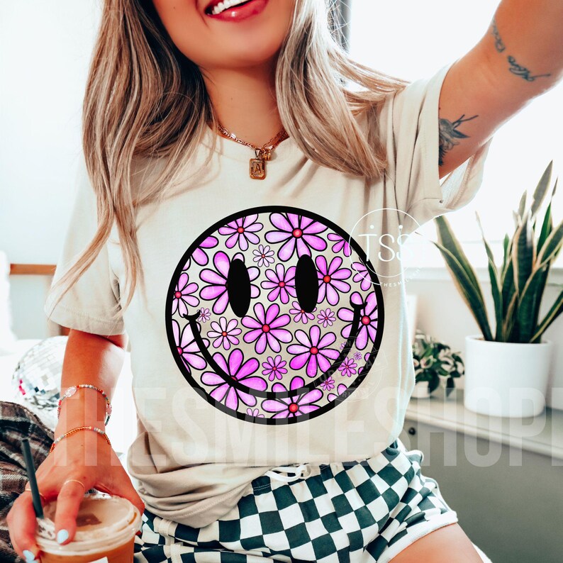Spring Break Smiley Daisy Smile Face Png Spring Break Png Floral Smile Face Distressed ...