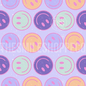 Patrón sin costuras de cara sonriente pastel, cara feliz, archivos sin costuras para tela de baño segura, impresión por sublimación de verano rosa, diseño de tela personalizado