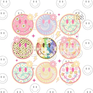 Preppy Smile Face PNG: Distressed Leopard Print (Digital Download)