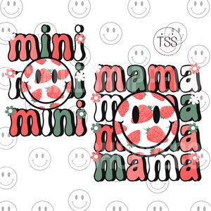 Retro Mama Mini PNG, Matching Mama Mini Png, Retro Smile Png Retro Strawberry PNG Feeling Strawberry Smile png Sublimation Design Download