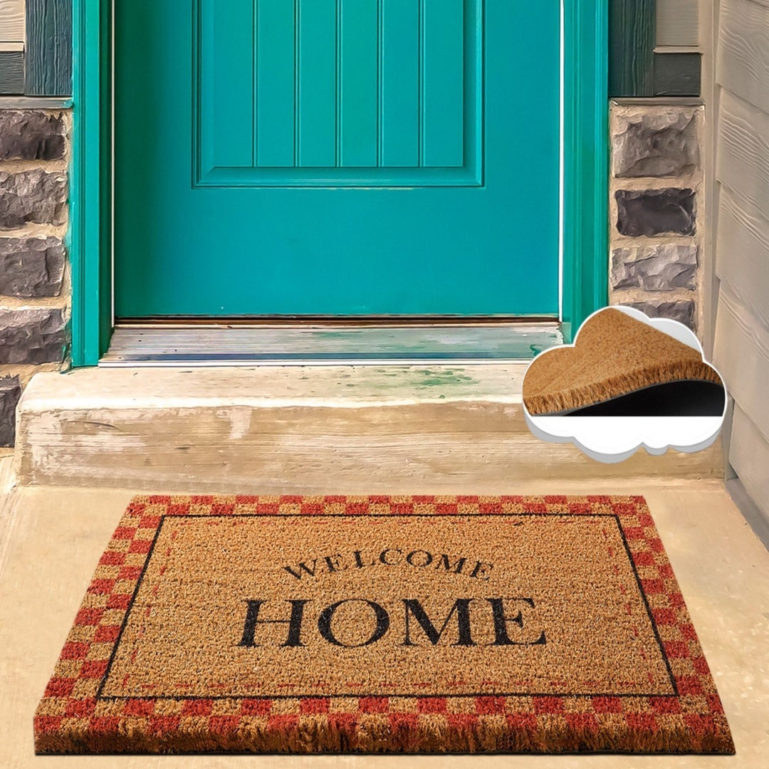 Home Outdoor Rug, Red Checkers Pattern Doormat, Cute Entryway