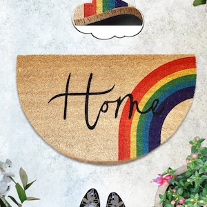 Rainbow Welcome Doormat | Welcome Outdoor Rug | Housewarming Gift | New Home Gift | Wedding Gift | Rainbow Doormat | Entryway Decoration