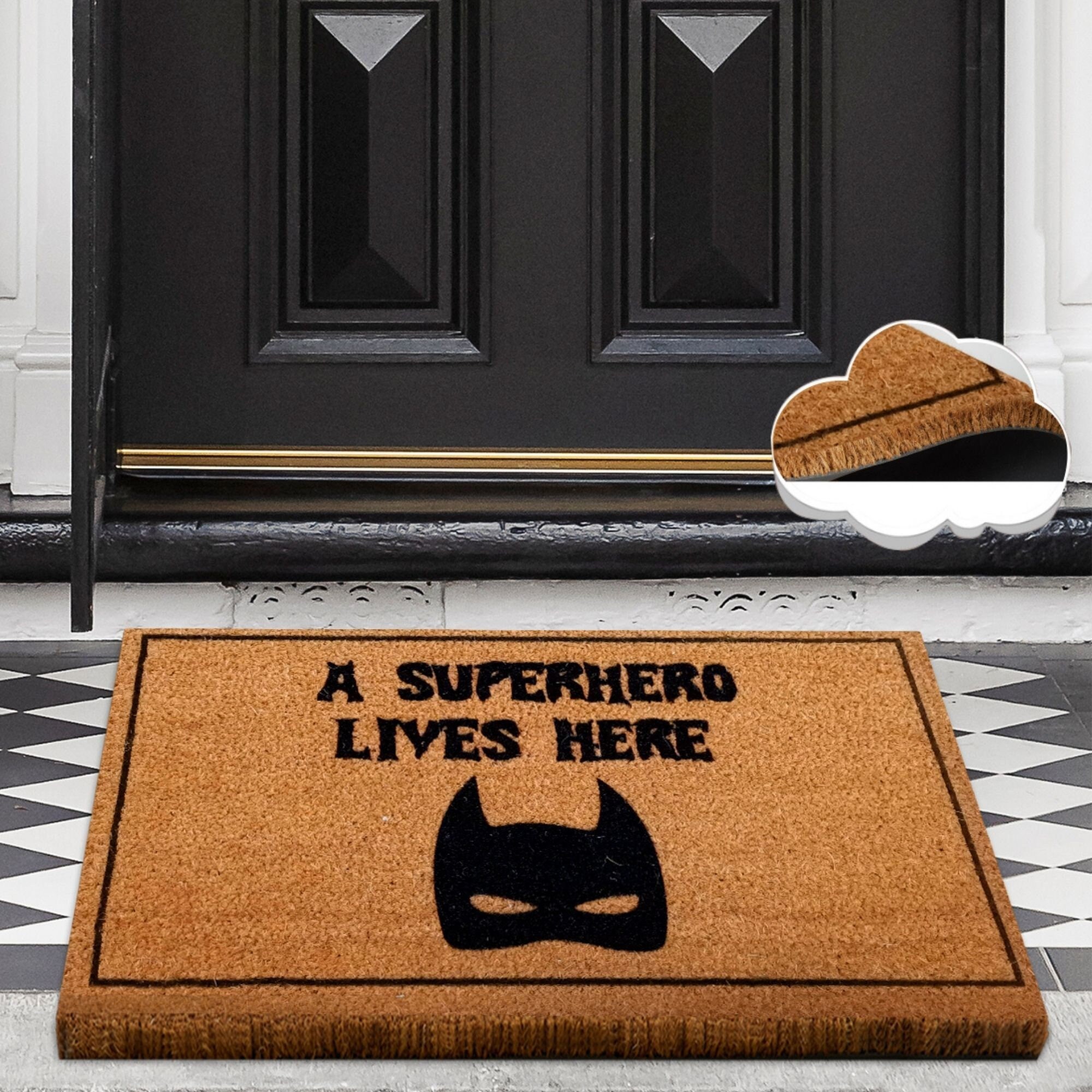 A Superhero Lives Here, Superhero Doormat, Superhero Gift Outdoor Rug,new  Home Gift, Wedding Gift,non-slip Doormat,housewarming Gift Doormat 