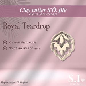 Royal Teardrop Clay Cutter – Set di 5 misure STL per orecchini