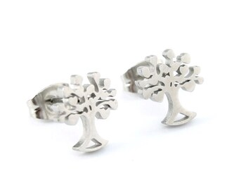 Baum Ohrstecker Ohrringe Mädchen Freundschaft Edelstahl Silber Schmuck Minimalist Sweet 16