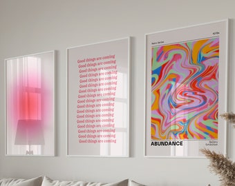 Aura Poster, Psychedelic Print, Retro Gradient Poster, 70s Poster, Nostalgia Prints, Positive Affirmation Posters, Aesthetic Prints Set