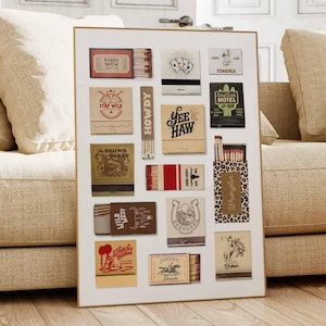 Art de boîte d'allumettes western Impression d'art de cow-boy Art mural sud-ouest, affiches de cow-girl Art mural rodéo tendance, affiche de dortoir esthétique, impression d'art pochette d'allumettes