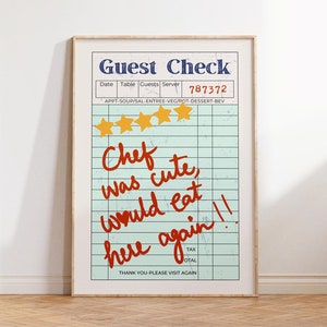 Gast Check Print Trendige Wandkunst Chef war niedlich würde hier wieder moderne Küche Wandkunst Esszimmer Poster Essen Küche Dekor