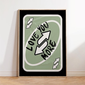 Love you more print grün retro Wandkunst druckbare Spielkarte Wandkunst girly Wandkunst Valentinstag Preppy Wanddekor trendige Wandkunst
