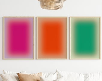 Aura Poster, Gradient Print, Aesthetic Prints Set, Retro Gradient Poster, Spiritual Poster, Retro Aura Print, Aura Wall Art, Grainy Gradient