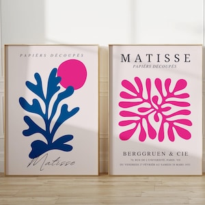 Matisse Wall Art, Preppy Room Decor, 2 Piece Wall Art, Pink Blue Matisse Prints, Henri Matisse Print Set of 2, Matisse Print Download