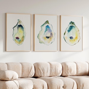 Oyster watercolor print Coastal wall art Original watercolor prints Abstract coastal Beach House Kitchen Art Print Dining room decor