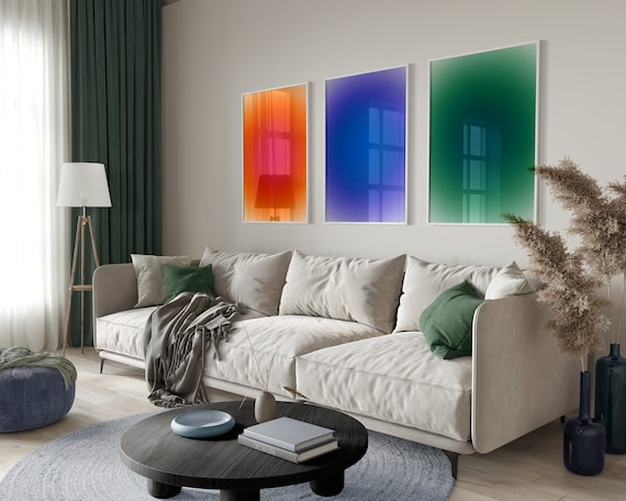 Aura Poster, Gradient Print, Retro Gradient Poster, Spiritual Poster, Aesthetic Prints Set, Retro Aura Print, Aura Wall Art, Grainy Gradient