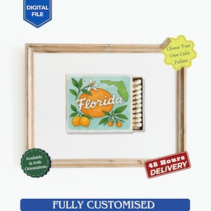Custom matchbox art Personalized matchbook print Anniversary gift wall art Digital Matchbook Poster Custom retro wall decor