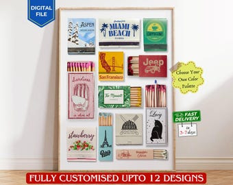 Gepersonaliseerde luciferkunst Aangepaste luciferafdruk Kunst aan de muur jubileumcadeau Matchbook aanpassen afdruk Digitale poster Aangepaste retro wanddecoratie