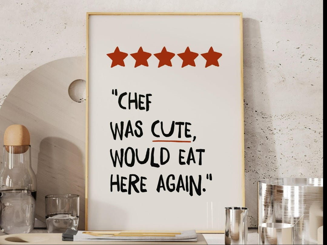 chef was cute aesthetic kitchen print retro wall art... Chef Was Cute Poster Funny Kitchen Print Trendy Wall Art Cute Cooking ...