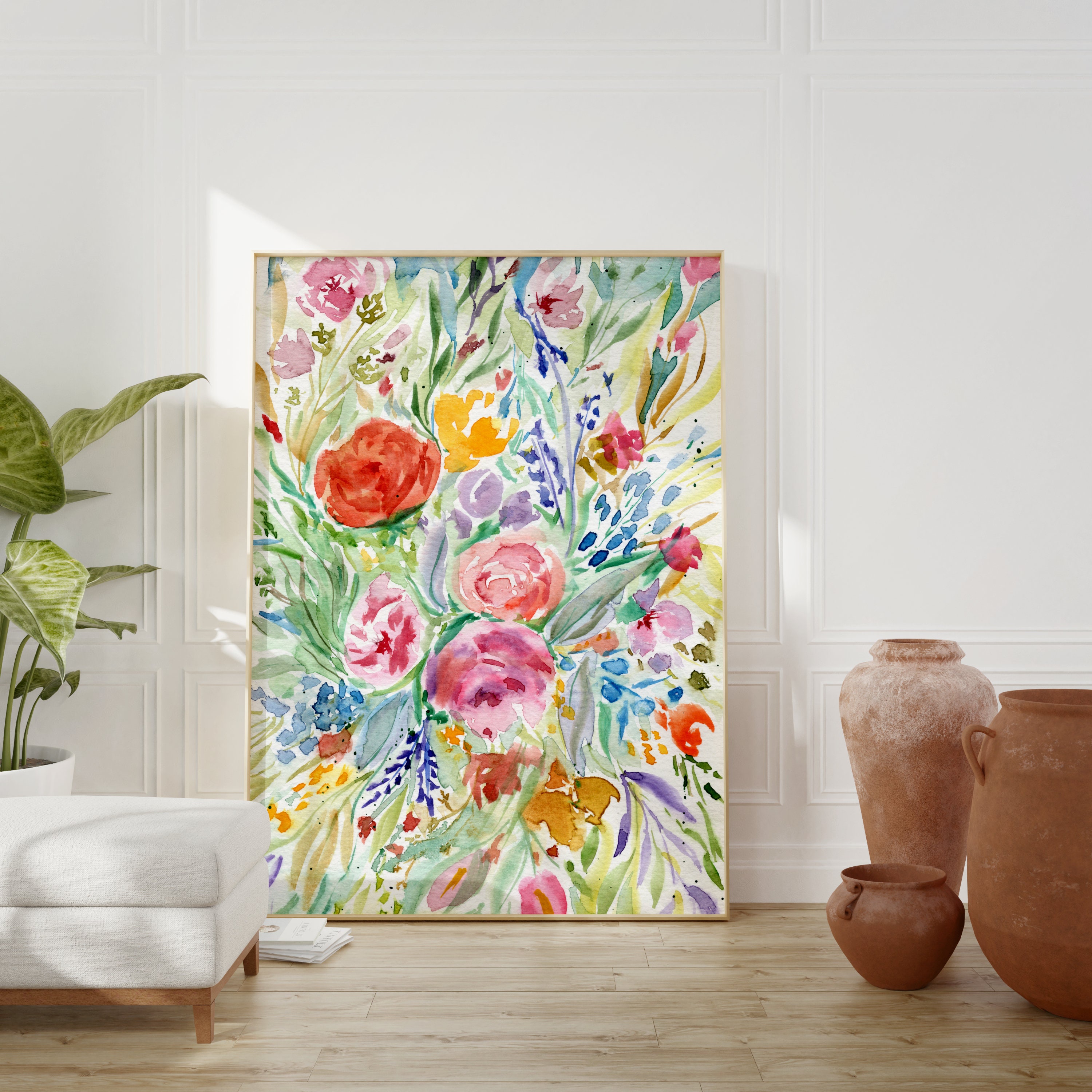 Floral Watercolor Art Print, Floral Bouquet Painting, Floral Wall Art ...