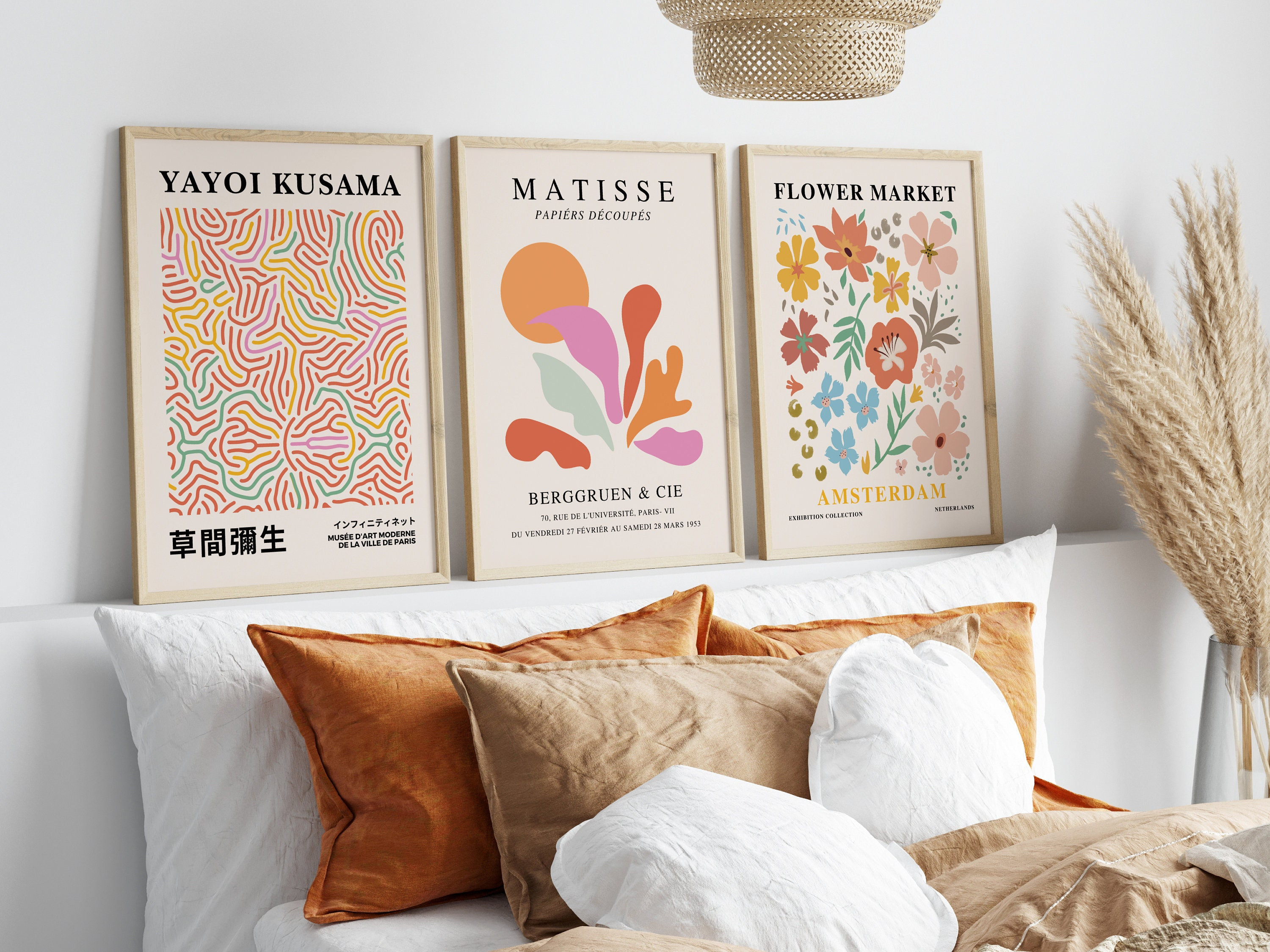 Abstract Floral Print Set Colorful Wall Art Exhibition Posters