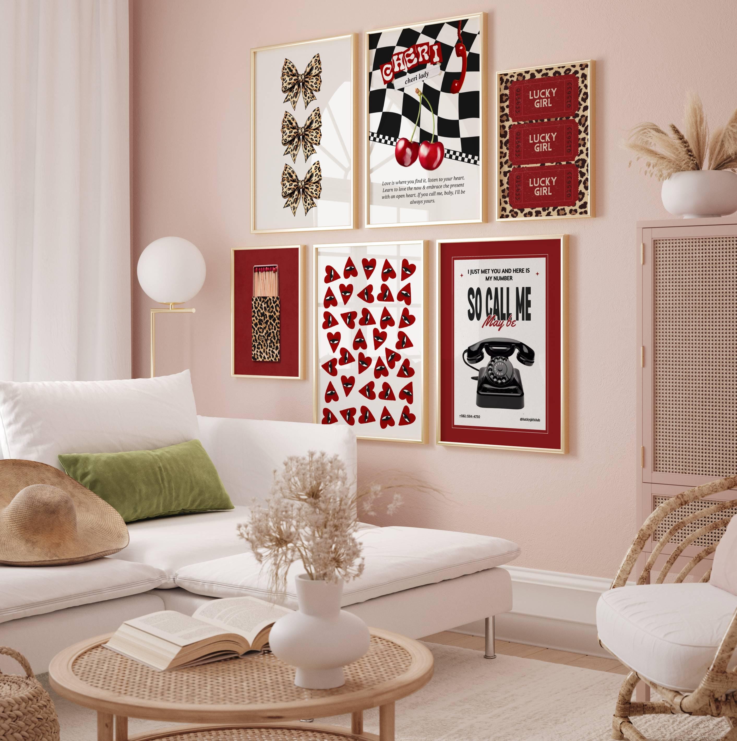 Red High Heel Wall Art Poster - Preppy Aesthetic Decor For Girls Room 12x18 Inch