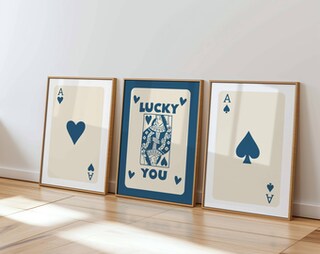 Set 3 Poster Vintage Con Cornice Rosa - Queen Of Hearts Asso Di Poker - Arte Da Parete Su Tela 30x40 Cm, Estetica Preppy Per Camera Da Letto, Dormitorio, Regalo