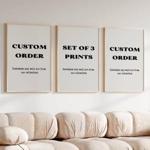 Customized digital poster, Set of 3 prints, Personalized apartment decor, 3 piece wall art aesthetic poster, Custom art print