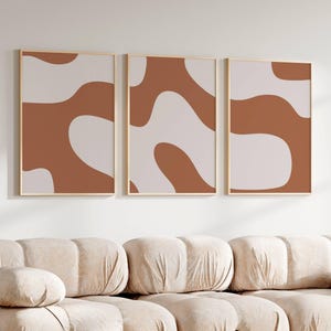 Terracotta Print, Simple Abstract Art, 3 Piece Wall Art, Japandi Wall Art, Modern Minimal Art, Abstract Poster Set, Triptych Wall Art