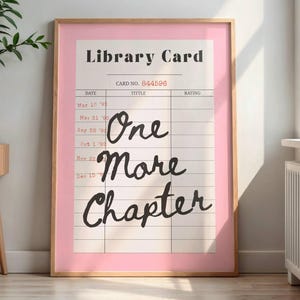 Noch ein Kapitel Poster Rosa Bibliothekskarte Buchliebhaber Wandkunst Leseraum Dekor Ästhetischer Druck Retro Bibliothek Karte Kunst Leseecke Poster