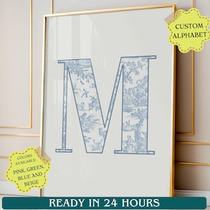 Personalized letter print Custom alphabet wall art Trendy bedroom decor Custom dorm poster Monogram print Coastal granddaughter wall art