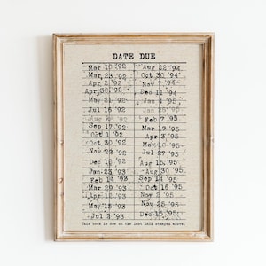 Vintage Bibliothek Karte Druck Buch Fälligkeit Datum Kunst Retro Bibliothek Karte Wand Kunst Leseecke Poster Antike Bibliothek Wand Kunst Trendy Buchliebhaber Kunst