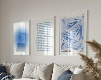 Aura Poster 3-teiliges Wandbild, Aura Energie spiritueller Farbverlaufsdruck, Y2K Dekor, ästhetisches Raumdekor, Zen Wandkunst, Affirmation Poster