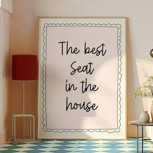 The best seat in the house print Funny bathroom decor Retro trendy print Coquette poster Pink typography wall art Aesthetic bathroom print