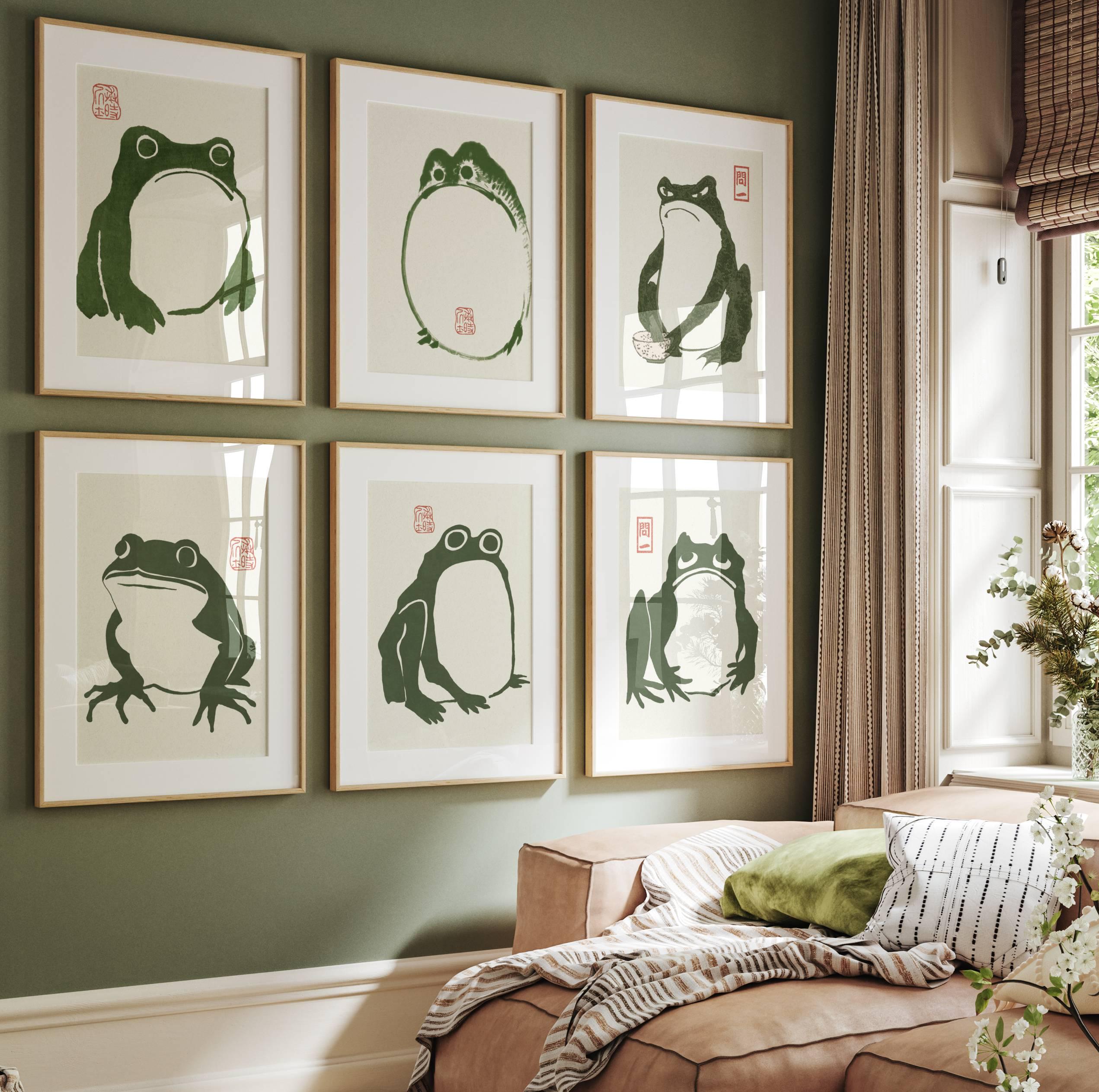 Set of 6 Matsumoto Hoji Frog Prints, Japanese Frog Poster, Vintage