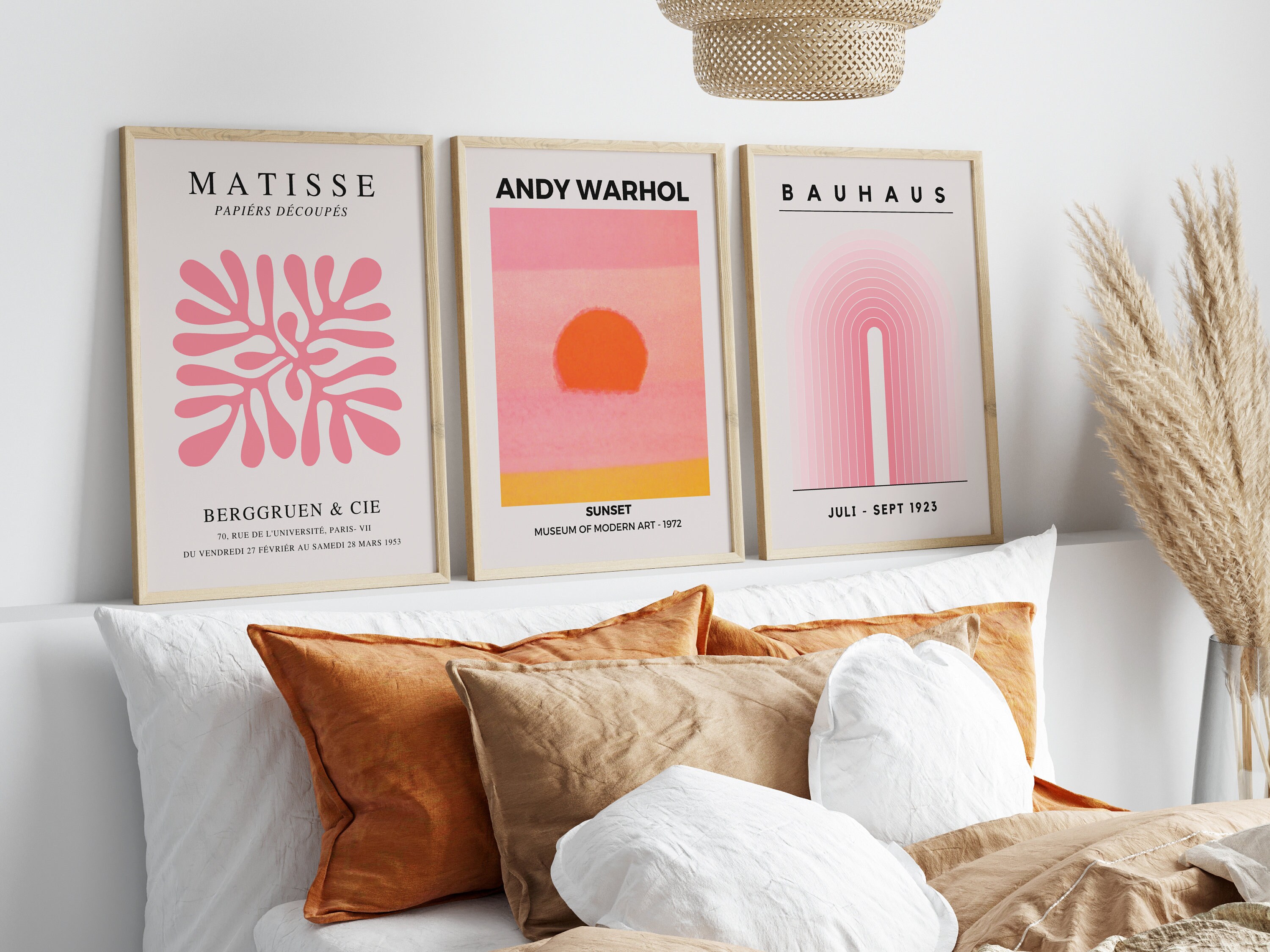 Lot De 3 Affiches Contemporaines – Style Bauhaus & Matisse – Art Mural Abstrait – Fabriqué En Irlande