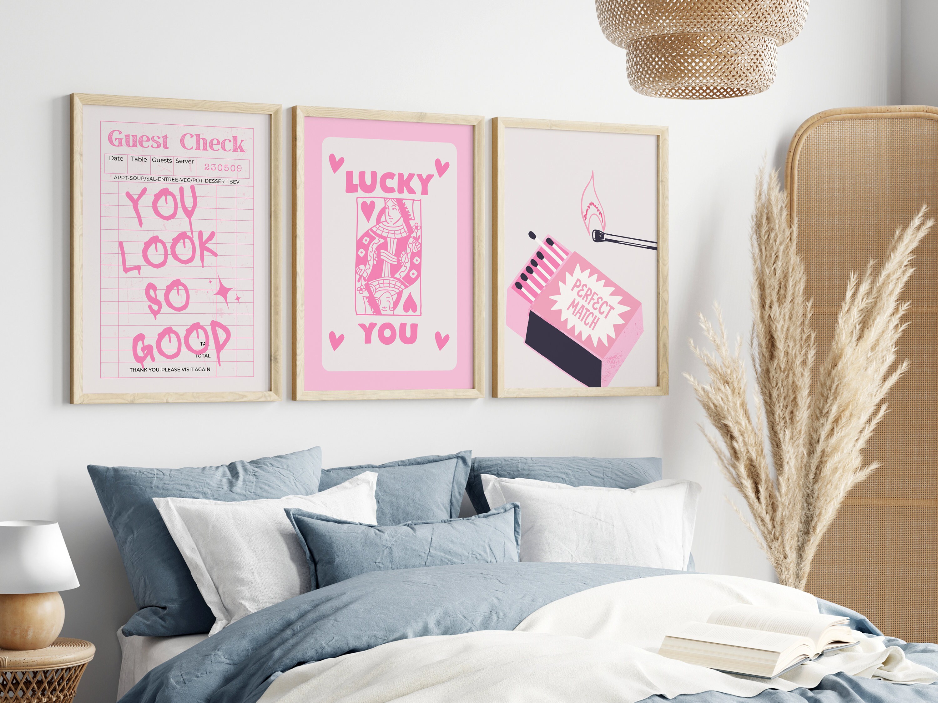 Light Pink Wall Art Pastel Pink Poster Y2k Room Decor Lucky Etsy