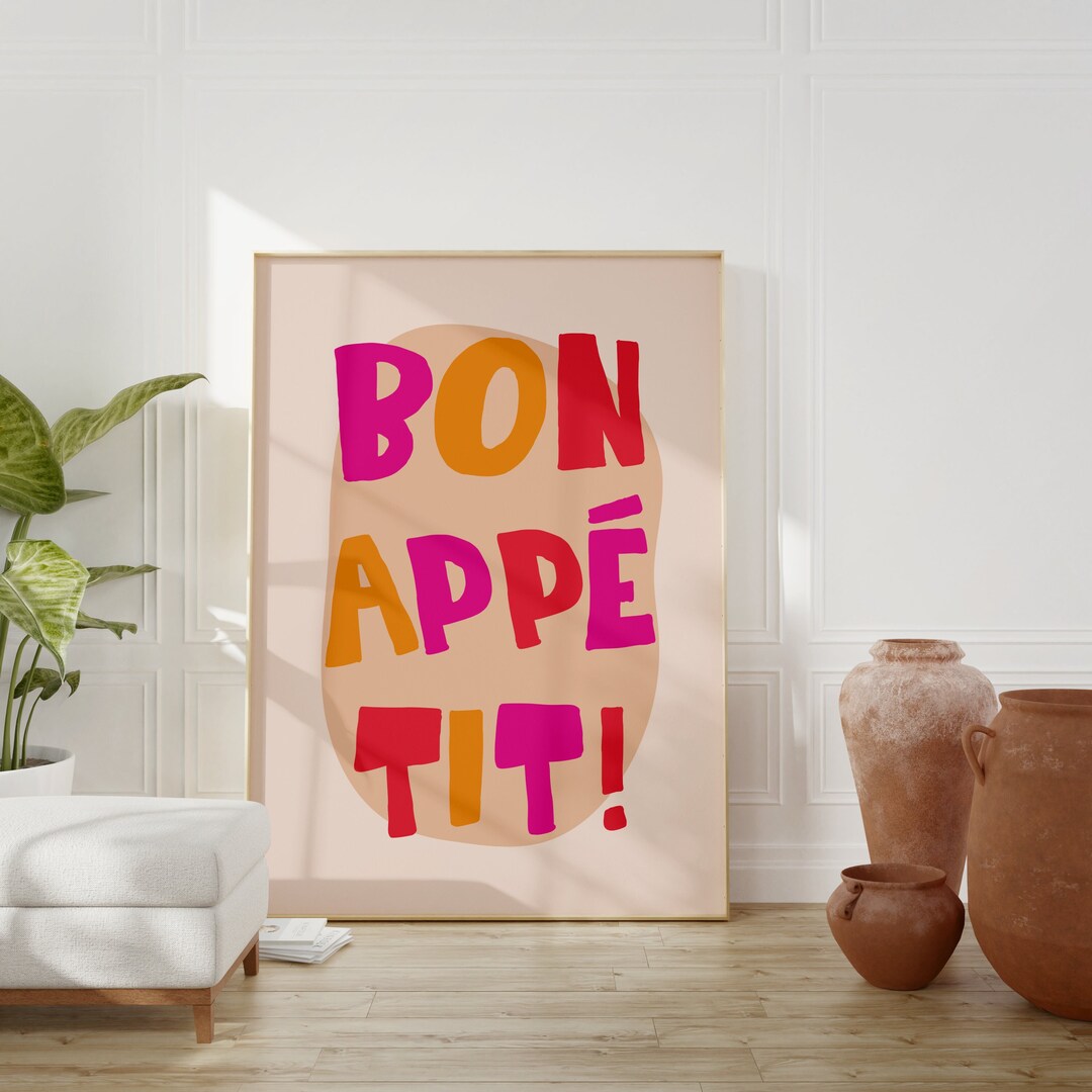 set of 2 bon appetit prints, retro cooking prints,... Kitchen Decor, Bon Appetit Print, Retro Poster, Trendy Wall Art ...