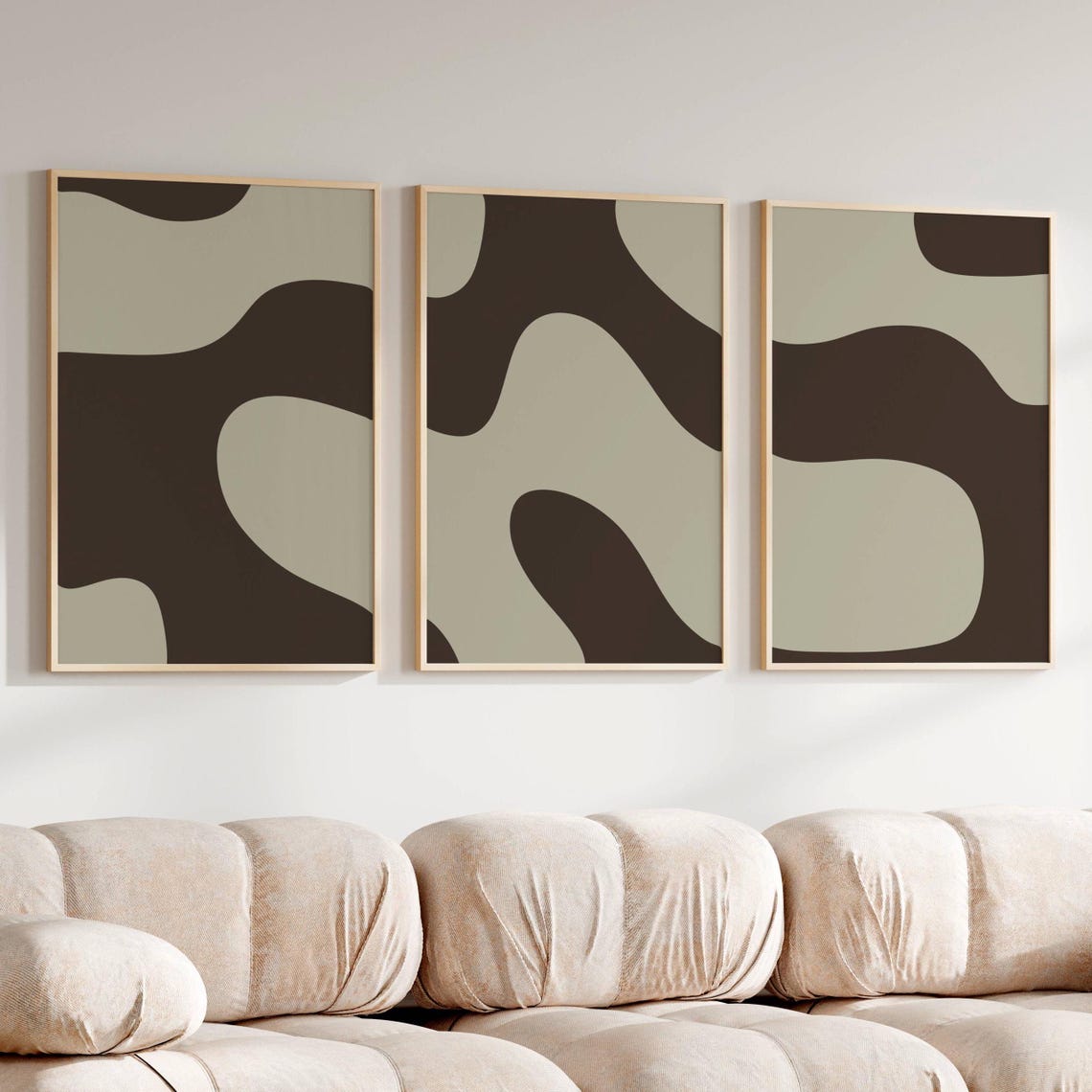 Brown Abstract Art 3 Piece Wall Art Modern Art Prints Abstract Poster ...