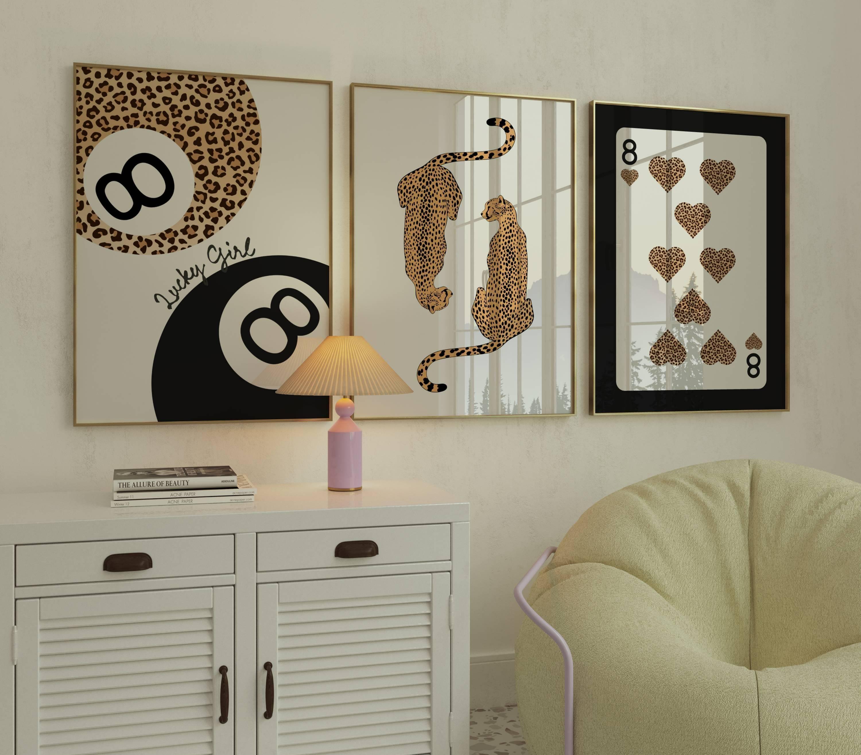Lot De 3 Toiles Murales Léopard/guépard Sans Cadre - 40x50 Cm, Style Boho Moderne, Pour Chambre Ou Salon